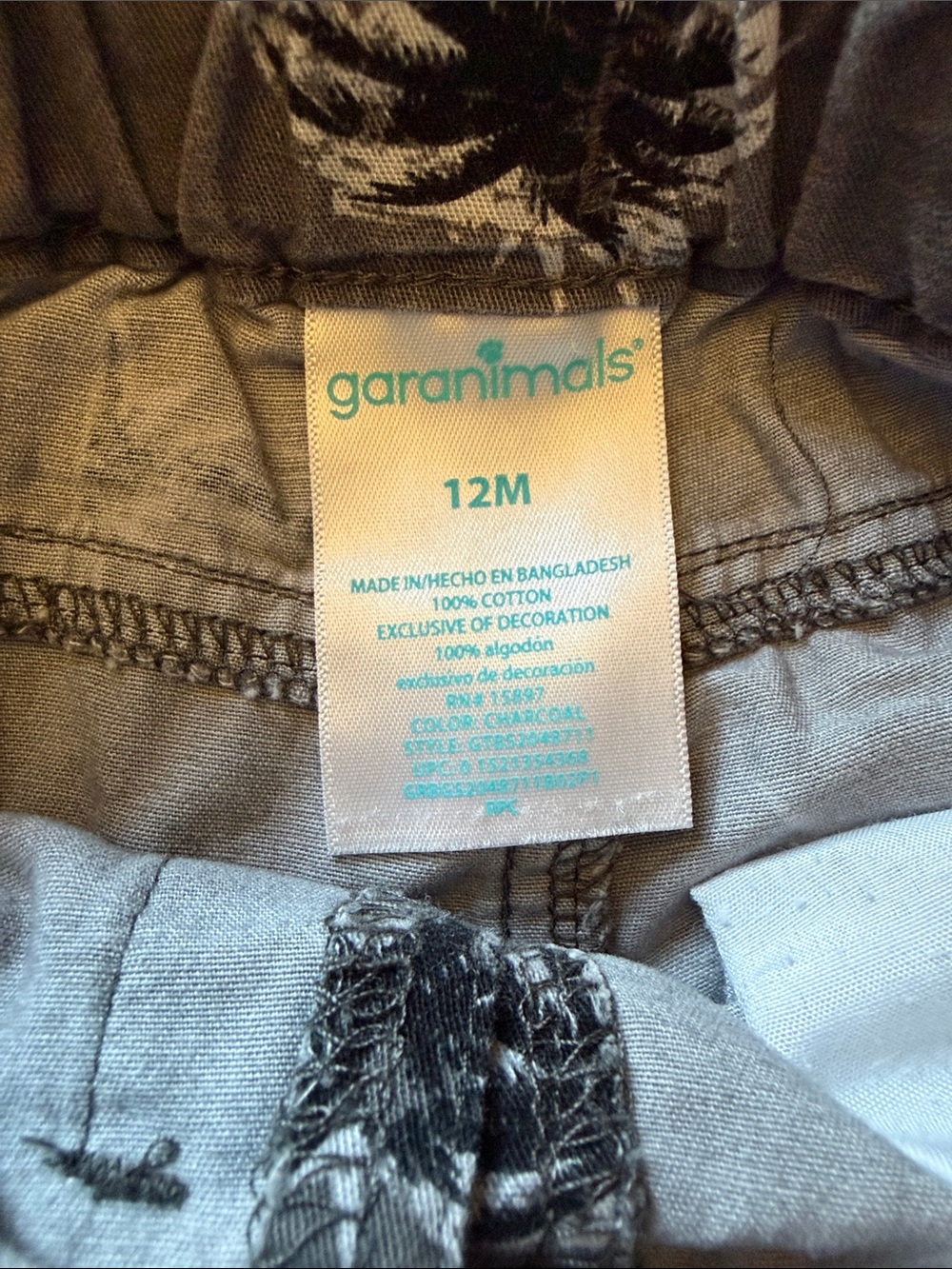 Garanimals Gray Palm-Print Cargo Shorts - Picture 2 of 2